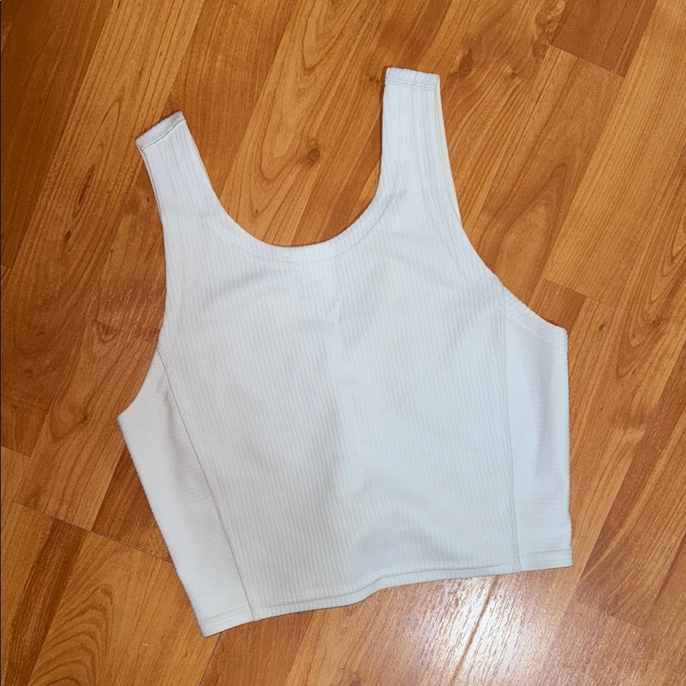 Lululemon Athletica White Fitted Crop Tank Top
